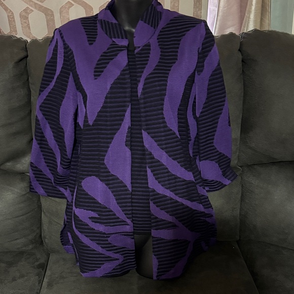 Ming Wang 2pc Purple and Black Cardigan - Picture 2 of 8